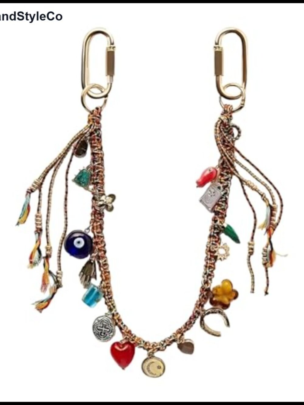 Braided Rope Chain Keychain Purse Charm Handbag Accessory